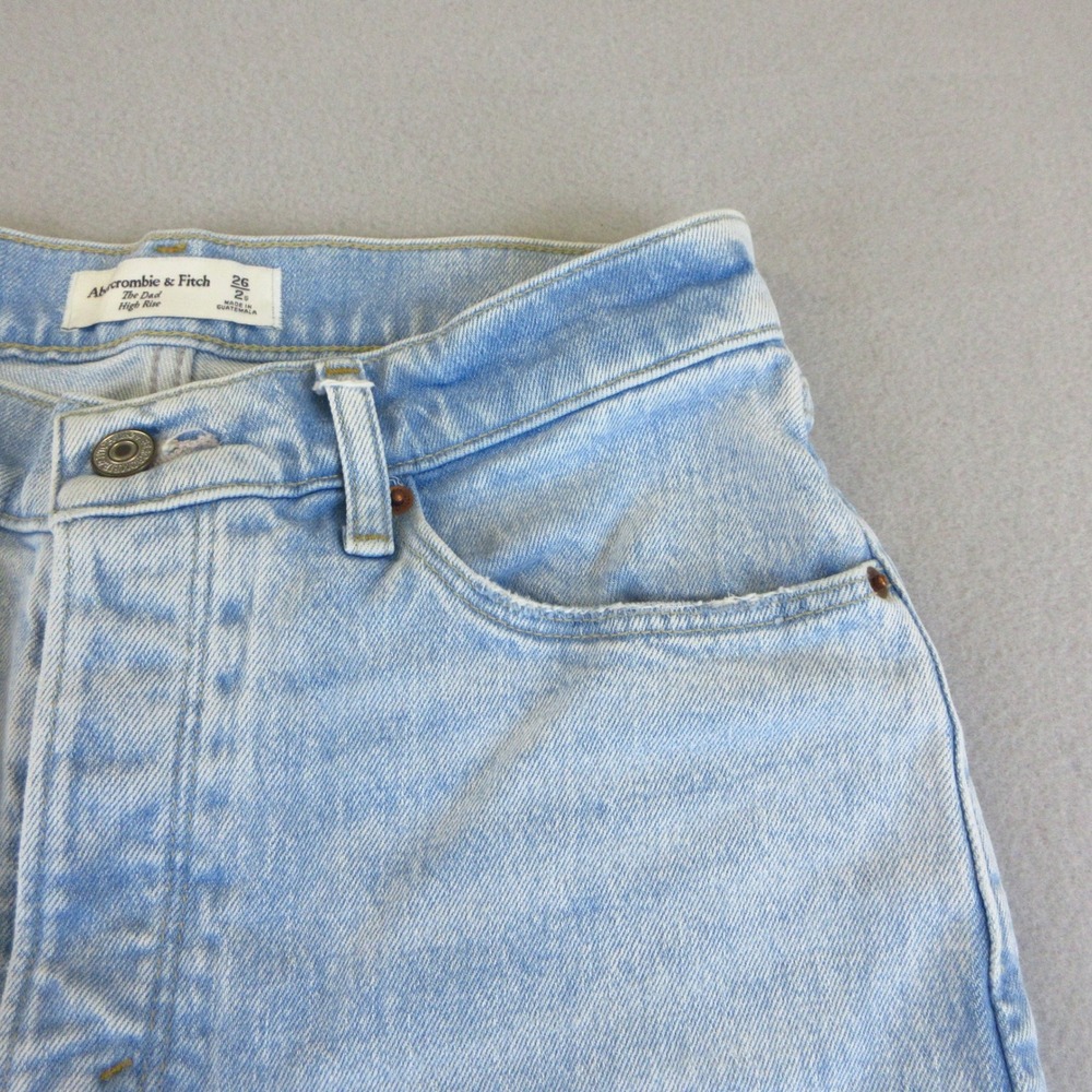 Abercrombie & Fitch Jeans Women 26/2S The Dad High Rise Light Blue Distressed - Picture 3 of 15